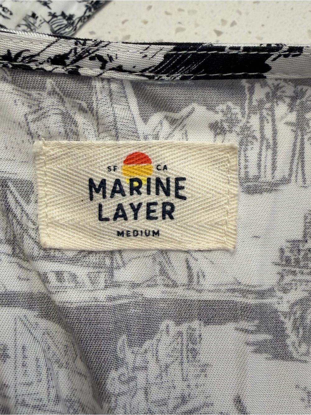 Marine Layer Camila San Francisco Toile Mini Dress Pockets Medium - Picture 4 of 13